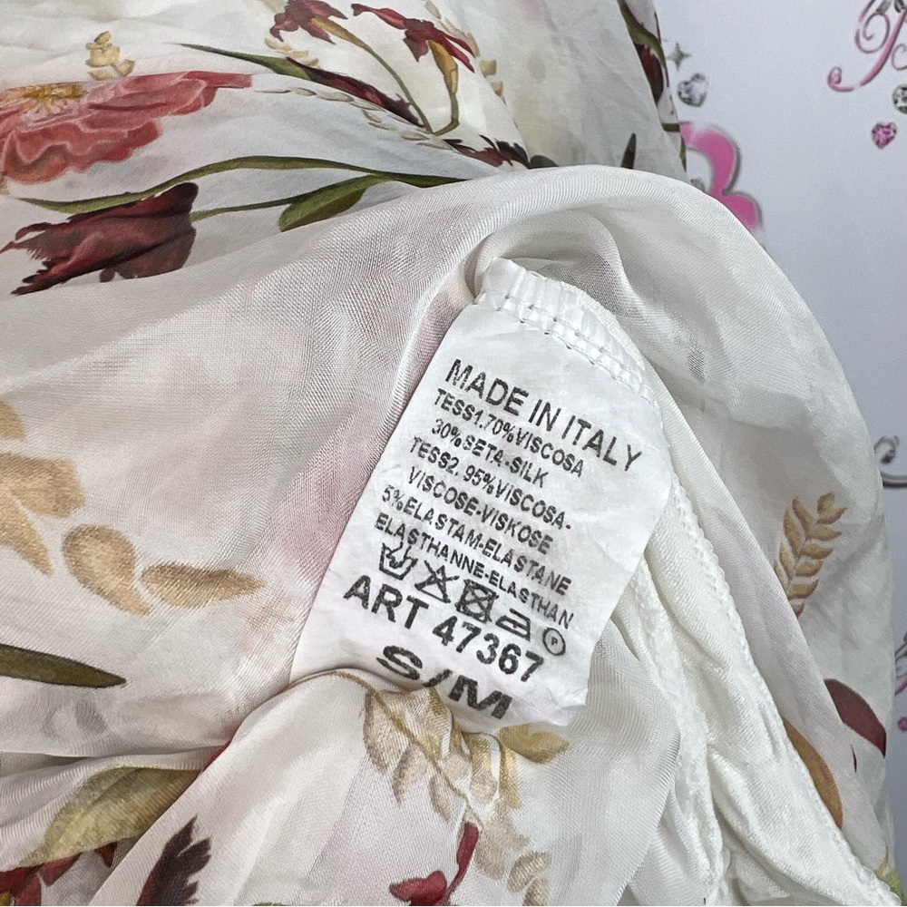Bella amore Italy top blouse flowers silk made in Italy 🇮🇹 Floral Print Women's - Picture 14 of 16